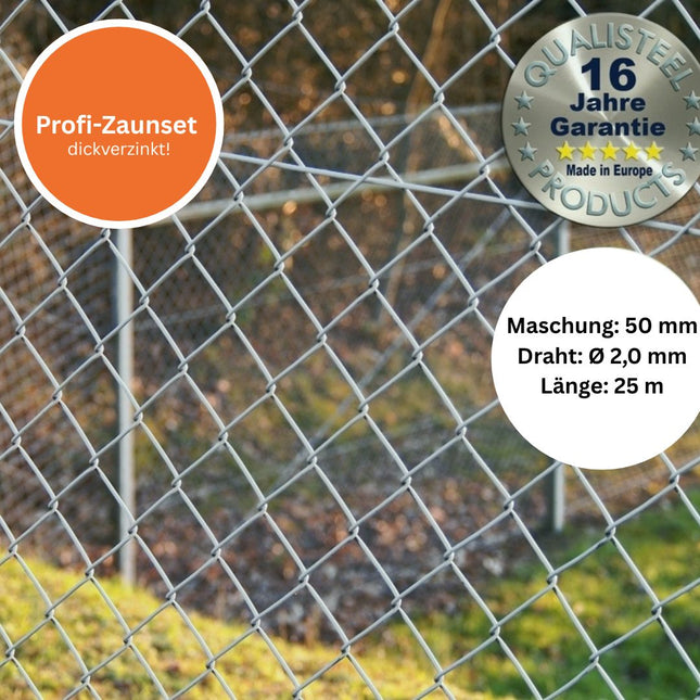 Profi-Zaunset Pfosten Ø42mm dickverzinkt 50X50x2,0mm 25m