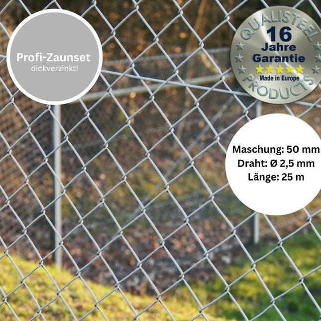 Profi-Zaunset Pfosten Ø42mm dickverzinkt 50X50x2,5mm 25m