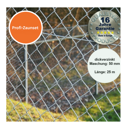 Profi-Zaunset Pfosten Ø42mm dickverzinkt 50X50x2,5mm 25m